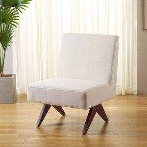 Safavieh Oliviadella Mid-Century Modern Accent Chair – Elegant Comfort For Living Rooms & Cozy Spaces Bone / Walnut ACH4515A