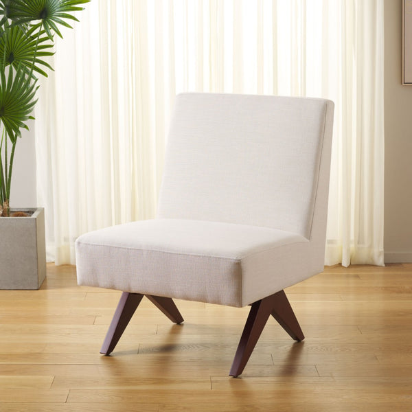 Safavieh Oliviadella Mid-Century Modern Accent Chair – Elegant Comfort For Living Rooms & Cozy Spaces Bone / Walnut ACH4515A
