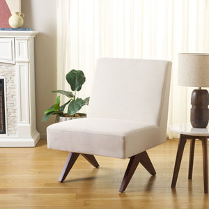 Safavieh Oliviadella Mid-Century Modern Accent Chair – Elegant Comfort For Living Rooms & Cozy Spaces Bone / Walnut ACH4515A