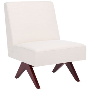 Safavieh Oliviadella Mid-Century Modern Accent Chair – Elegant Comfort For Living Rooms & Cozy Spaces Bone / Walnut ACH4515A