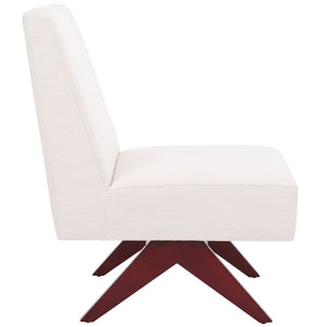 Safavieh Oliviadella Mid-Century Modern Accent Chair – Elegant Comfort For Living Rooms & Cozy Spaces Bone / Walnut ACH4515A