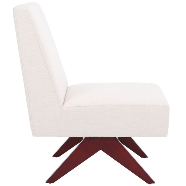 Safavieh Oliviadella Mid-Century Modern Accent Chair – Elegant Comfort For Living Rooms & Cozy Spaces Bone / Walnut ACH4515A