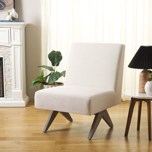 Safavieh Oliviadella Mid-Century Modern Accent Chair – Elegant Comfort For Living Rooms & Cozy Spaces Bone / White Washed ACH4515B