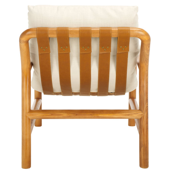 Safavieh Claxon Accent Chair - Chic Bone Upholstery & Natural Ashwood Frame For Ultimate Comfort & Style Bone ,Natural Wood ,Fabric ,Polyester Fill Ach4517a