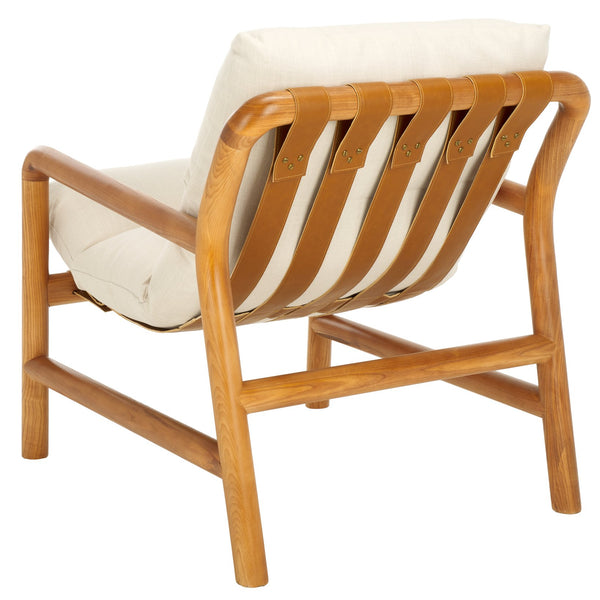 Safavieh Claxon Accent Chair - Chic Bone Upholstery & Natural Ashwood Frame For Ultimate Comfort & Style Bone ,Natural Wood ,Fabric ,Polyester Fill Ach4517a