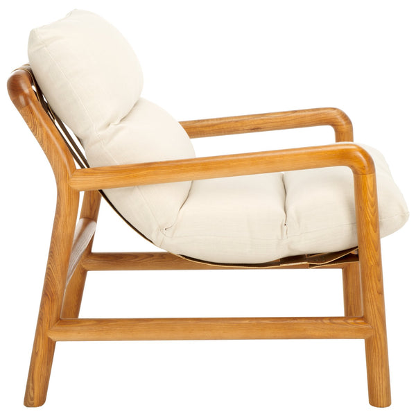 Safavieh Claxon Accent Chair - Chic Bone Upholstery & Natural Ashwood Frame For Ultimate Comfort & Style Bone ,Natural Wood ,Fabric ,Polyester Fill Ach4517a