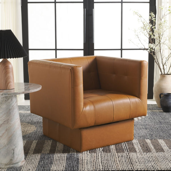 Safavieh Hamlet Swivel Accent Chair - Stylish Shelter-Back Design, Deep Seat, And Durable Performance Fabric ACH4519A