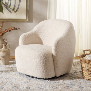 Safavieh Theoden Plush Swivel Accent Chair - Modern Faux Shearling Comfort For Living Room & Bedroom Decor ACH4524A