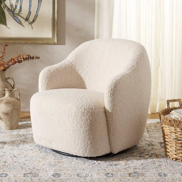 Safavieh Theoden Plush Swivel Accent Chair - Modern Faux Shearling Comfort For Living Room & Bedroom Decor ACH4524A