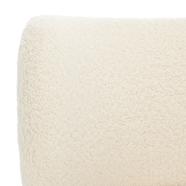 Safavieh Jakoda Accent Chair - Luxurious Off-white Shearling, Mid-century Design For Elegant Spaces Off White ,Natural Wood,Fabric,Foam Ach4525a