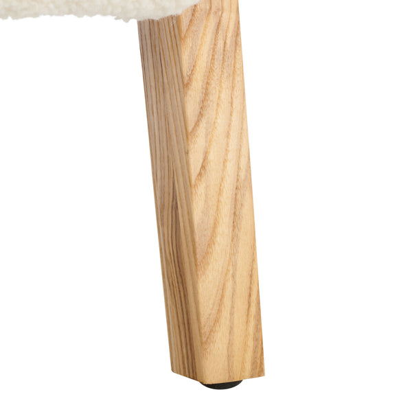 Safavieh Jakoda Accent Chair - Luxurious Off-white Shearling, Mid-century Design For Elegant Spaces Off White ,Natural Wood,Fabric,Foam Ach4525a