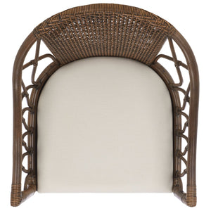 Safavieh Miyomi Arm Chair - Handcrafted Comfort With Elegant Mahogany, Rattan Accents & Plush Cushioning ACH4900A