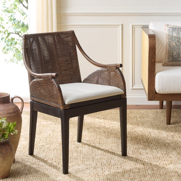 Safavieh Norita Two Tone Upholstered Accent Armchair with Black Legs for Modern Living Spaces ACH4901A