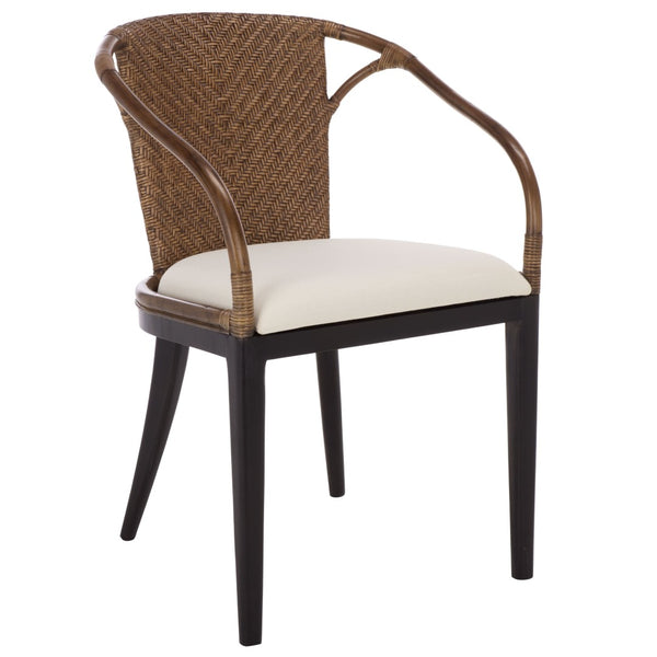 Safavieh Kumi Arm Chair - Timeless Rattan & Mahogany Accent Chair With Ivory Upholstery For Cozy Spaces ACH4902A