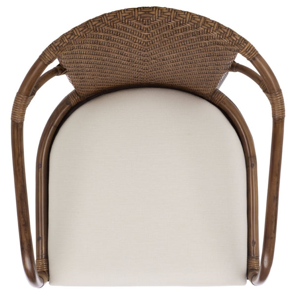 Safavieh Kumi Arm Chair - Timeless Rattan & Mahogany Accent Chair With Ivory Upholstery For Cozy Spaces ACH4902A