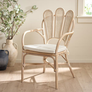 Safavieh Maki Arm Chair - Coastal-Inspired Accent Chair With Rattan Accents And Plush Ivory Upholstery ACH4904A