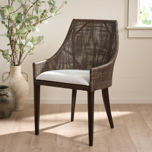 Safavieh Maro Arm Chair - Elegant Mahogany & Ivory Upholstery, Coastal Design For Living Rooms & More ACH4905A