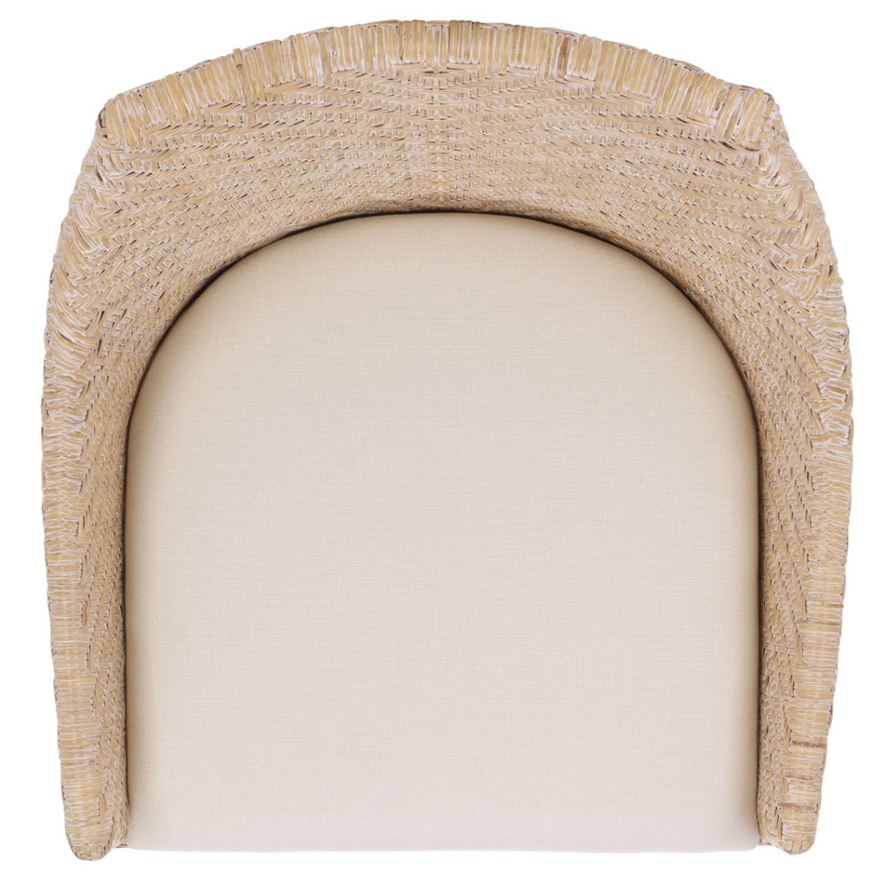 Safavieh Riko Arm Chair - Vintage Charm Meets Modern Comfort With Plush Fabric And Rattan Detailing For Any Space Natural / Ivory / Brown Legs ACH4906A