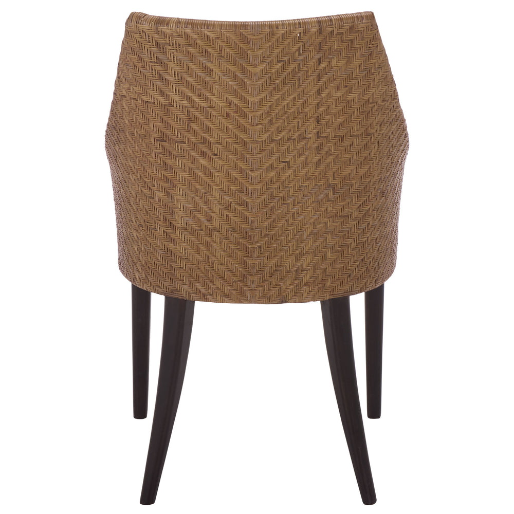 Riko Mid-Century Arm Chair With Woven Rattan Back, Solid Wood Frame And Plush Foam Seat For Cozy Rooms