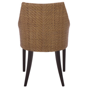 Riko Mid-Century Arm Chair With Woven Rattan Back, Solid Wood Frame And Plush Foam Seat For Cozy Rooms