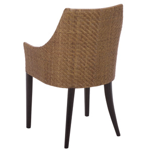 Riko Mid-Century Arm Chair With Woven Rattan Back, Solid Wood Frame And Plush Foam Seat For Cozy Rooms