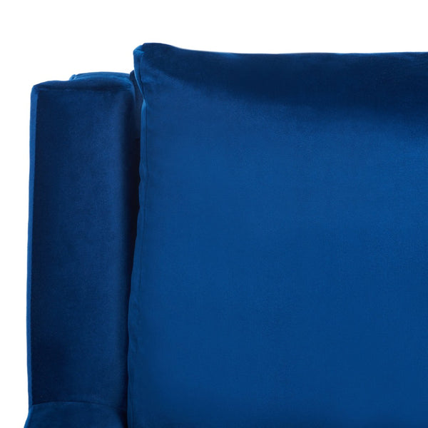 Safavieh Cerise Mid Century Arm Chair - Luxurious Navy Velvet With Gold Legs For Modern Living Spaces & Style ACH5100A