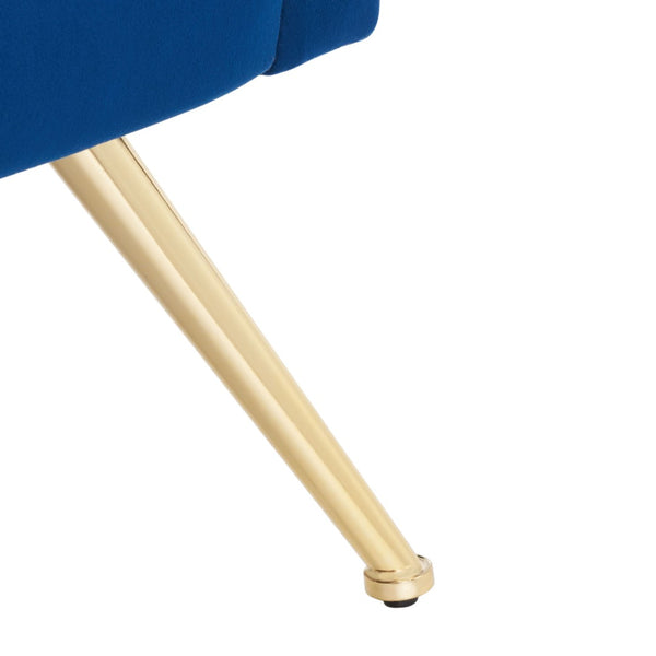 Safavieh Cerise Mid Century Arm Chair - Luxurious Navy Velvet With Gold Legs For Modern Living Spaces & Style ACH5100A