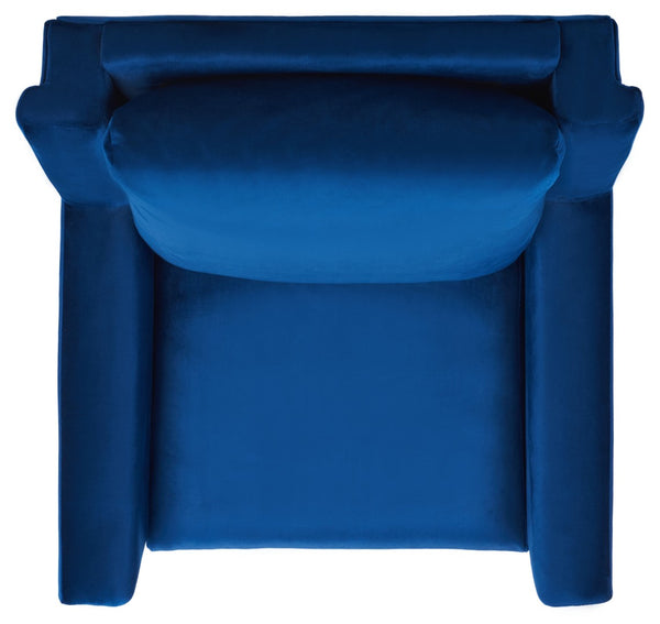 Safavieh Cerise Mid Century Arm Chair - Luxurious Navy Velvet With Gold Legs For Modern Living Spaces & Style ACH5100A