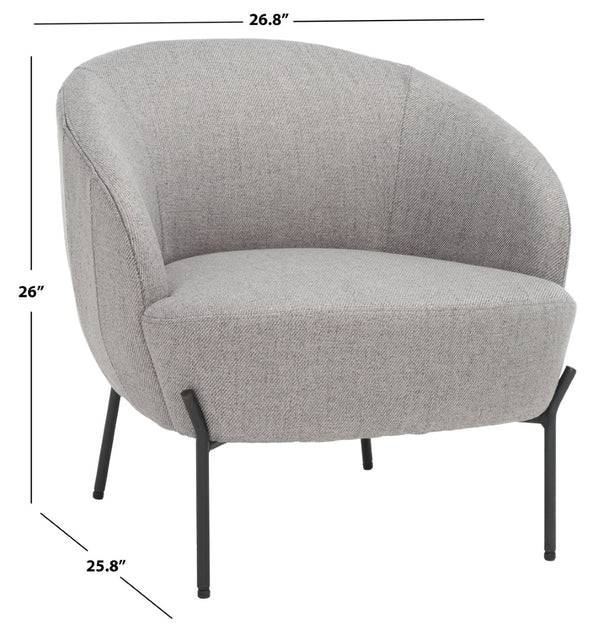 Safavieh Emmi Elegant Upholstered Accent Chair In Plush Grey Velvet With Modern Black Metal Legs For Glam Spaces ACH5102A