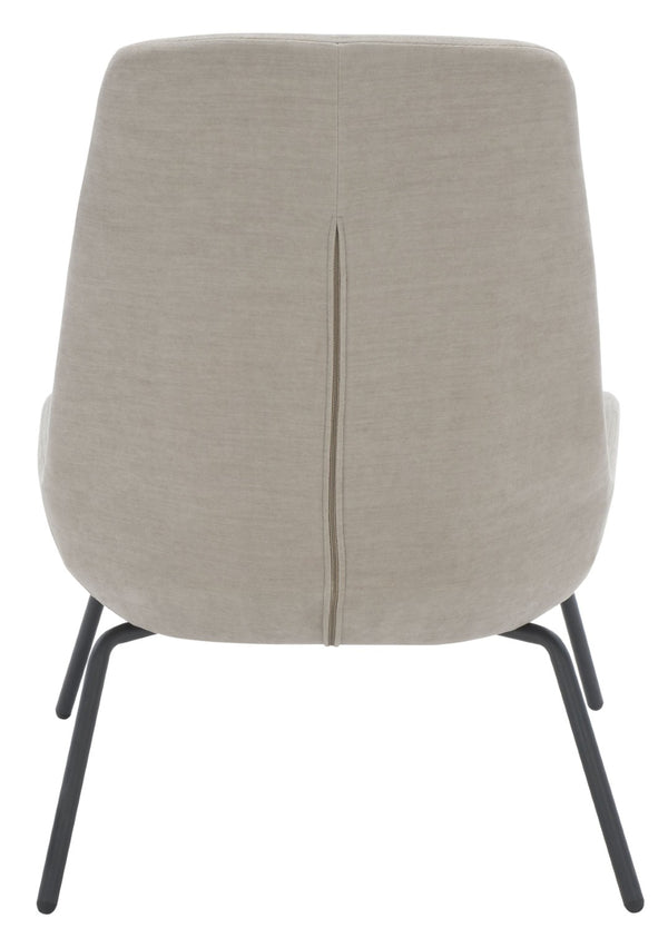 Safavieh Bridger Mid-Century Modern Accent Chair In Light Grey Velvet With Stylish Black Metal Legs ACH5103A