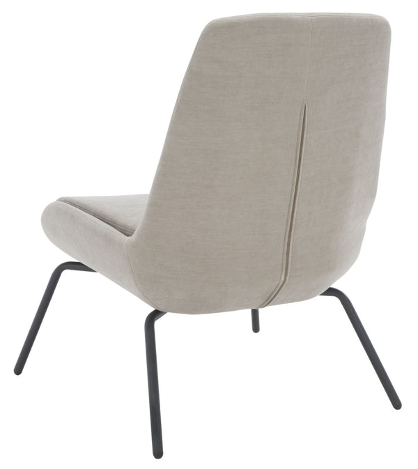 Safavieh Bridger Mid-Century Modern Accent Chair In Light Grey Velvet With Stylish Black Metal Legs ACH5103A
