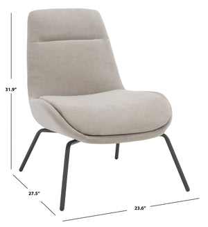 Safavieh Bridger Mid-Century Modern Accent Chair In Light Grey Velvet With Stylish Black Metal Legs ACH5103A