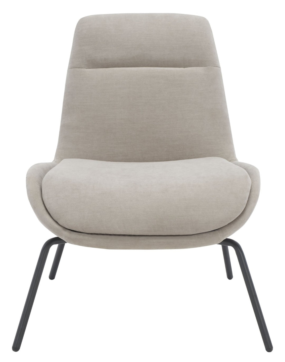 Safavieh Bridger Mid-Century Modern Accent Chair In Light Grey Velvet With Stylish Black Metal Legs ACH5103A