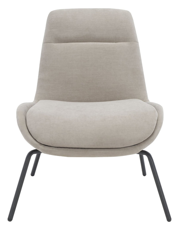 Safavieh Bridger Mid-Century Modern Accent Chair In Light Grey Velvet With Stylish Black Metal Legs ACH5103A