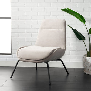 Safavieh Bridger Mid-Century Modern Accent Chair In Light Grey Velvet With Stylish Black Metal Legs ACH5103A
