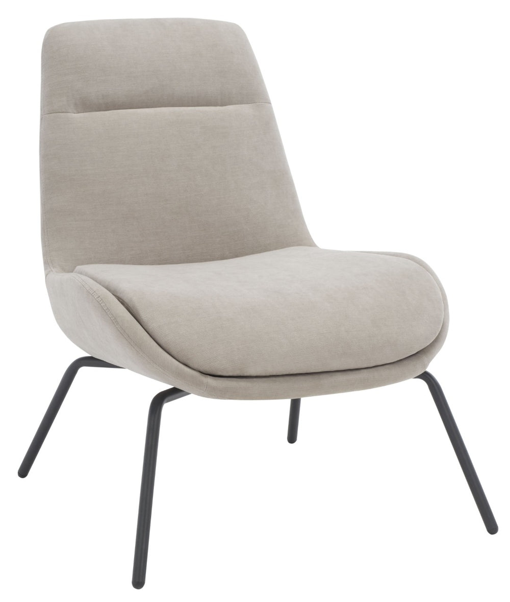Safavieh Bridger Mid-Century Modern Accent Chair In Light Grey Velvet With Stylish Black Metal Legs ACH5103A