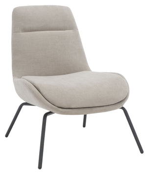 Safavieh Bridger Mid-Century Modern Accent Chair In Light Grey Velvet With Stylish Black Metal Legs ACH5103A