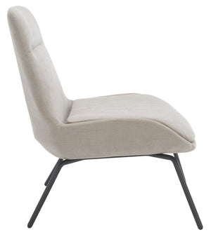 Safavieh Bridger Mid-Century Modern Accent Chair In Light Grey Velvet With Stylish Black Metal Legs ACH5103A