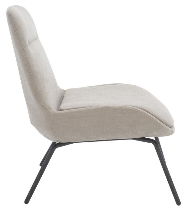 Safavieh Bridger Mid-Century Modern Accent Chair In Light Grey Velvet With Stylish Black Metal Legs ACH5103A