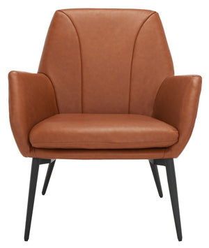 Safavieh Auggie Arm Chair – Mid-Century Modern & Art Deco Fusion With Tufted Detail And Black Metal Legs ACH5104B