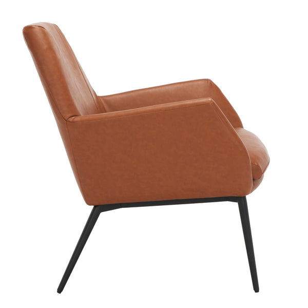 Safavieh Auggie Arm Chair – Mid-Century Modern & Art Deco Fusion With Tufted Detail And Black Metal Legs ACH5104B
