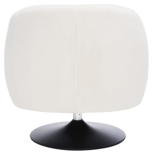 Safavieh Ezro Upholstered Accent Chair - Chic Modern Barrel Design With Swivel Base For Stylish Comfort Cream / Black ACH5105A