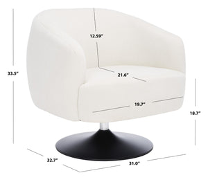 Safavieh Ezro Upholstered Accent Chair - Chic Modern Barrel Design With Swivel Base For Stylish Comfort Cream / Black ACH5105A