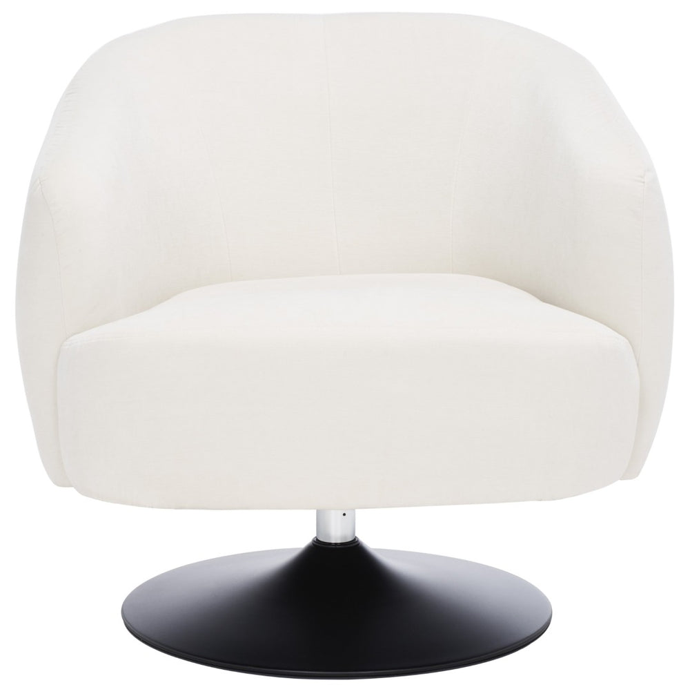 Safavieh Ezro Upholstered Accent Chair - Chic Modern Barrel Design With Swivel Base For Stylish Comfort Cream / Black ACH5105A
