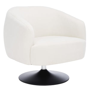 Safavieh Ezro Upholstered Accent Chair - Chic Modern Barrel Design With Swivel Base For Stylish Comfort Cream / Black ACH5105A