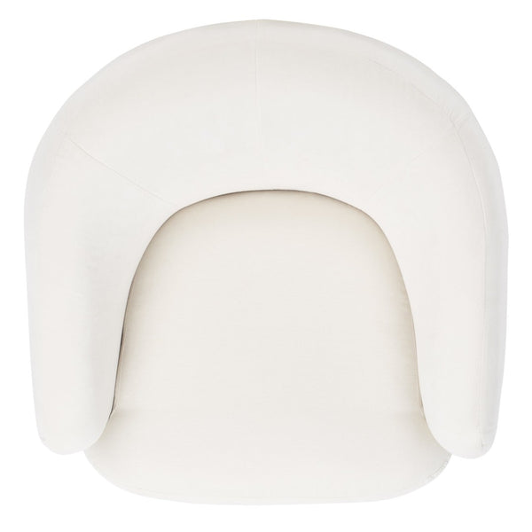 Safavieh Ezro Upholstered Accent Chair - Chic Modern Barrel Design With Swivel Base For Stylish Comfort Cream / Black ACH5105A