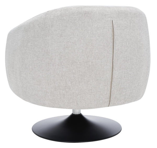 Safavieh Ezro Upholstered Accent Chair - Chic Modern Barrel Design With Swivel Base For Stylish Comfort Light Grey / Black ACH5105B