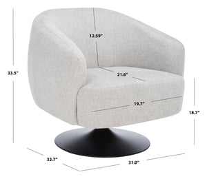 Safavieh Ezro Upholstered Accent Chair - Chic Modern Barrel Design With Swivel Base For Stylish Comfort Light Grey / Black ACH5105B