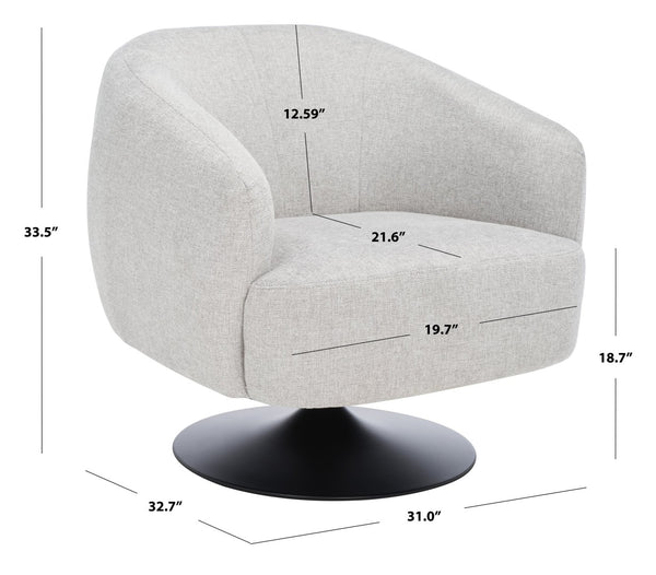 Safavieh Ezro Upholstered Accent Chair - Chic Modern Barrel Design With Swivel Base For Stylish Comfort Light Grey / Black ACH5105B