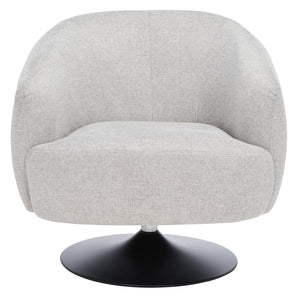 Safavieh Ezro Upholstered Accent Chair - Chic Modern Barrel Design With Swivel Base For Stylish Comfort Light Grey / Black ACH5105B